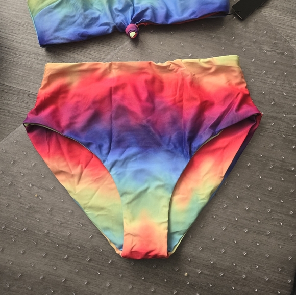 Women's Knot Scoop Neck Bikini Set Ruched High Waisted Two Piece Swimsuits Tanki - Picture 4 of 6